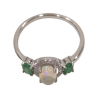 Bague Opale Ovale Emeraude et Topaze Blanche Facettées Argent 925 Taille 59