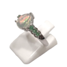 Bague Opale Goutte Emeraude Ronde Facettée Argent 925 Taille 54+