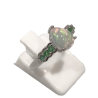 Bague Opale Goutte Emeraude Ronde Facettée Argent 925 Taille 54+
