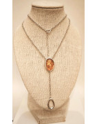 Collier Ambre Baltique Argent 925 Chaîne Argent 44 + 3 cm