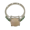 Bague Opale Rectangulaire Emeraude et Topaze Blanche Rondes Facettées Argent 925 Taille 55