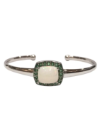 Bracelet Opale Rectangulaire et Emeraude Ronde Facettée Argent 925