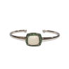 Bracelet Opale Rectangulaire et Emeraude Ronde Facettée Argent 925