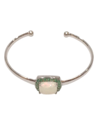 Bracelet Opale Rectangulaire et Emeraude Ronde Facettée Argent 925