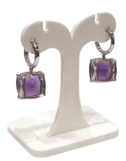 Boucles Améthyste Carrée Facettée Argent 925 Ciselé