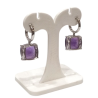 Boucles Améthyste Carrée Facettée Argent 925 Ciselé