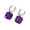 Boucles Améthyste Carrée Facettée Argent 925 Ciselé