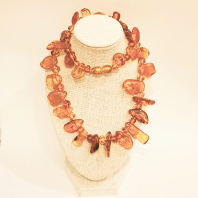 Collier Ambre Baltique Cognac avec Fermoir à Vis 44 cm