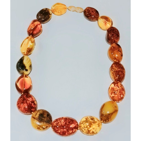 Collier Ambre Baltique Multicolore 17 Pierres Fermeture à Vis 50 cm
