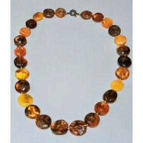 Collier Ambre Baltique Multicolore Pierres Rondes avec Fermoir 56 cm