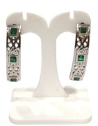 Boucles Emeraude Esméralda Carrée Facettée Argent 925