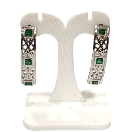 Boucles Emeraude Esméralda Carrée Facettée Argent 925