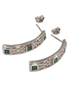 Boucles Emeraude Esméralda Carrée Facettée Argent 925
