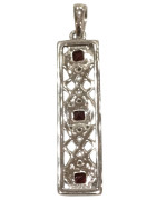 Pendentif Grenat Rouge Carré Facetté Argent 925