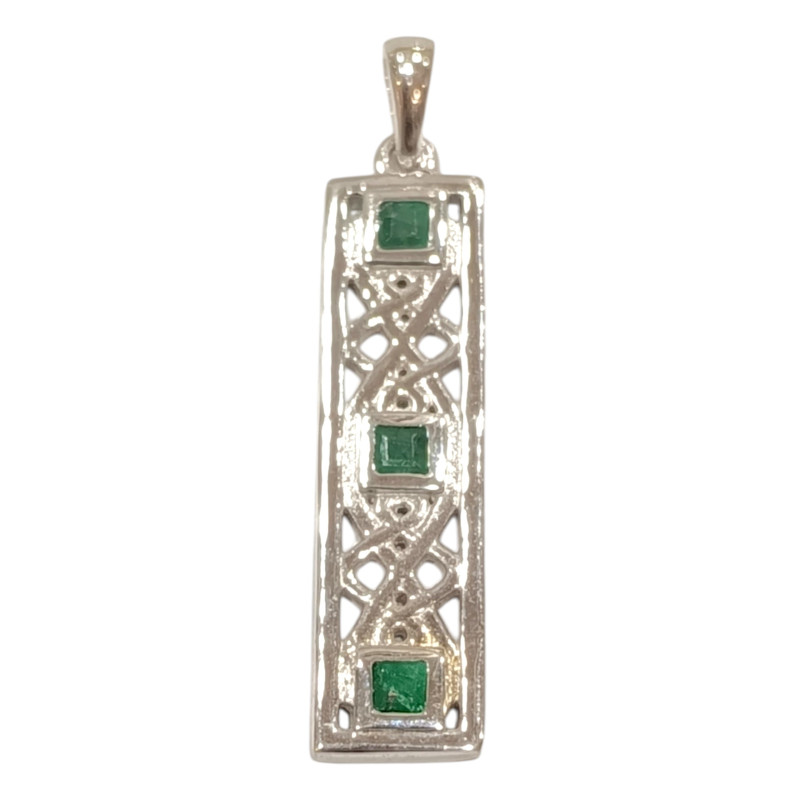 Pendentif Emeraude Esméralda Carrée Facettée Argent 925