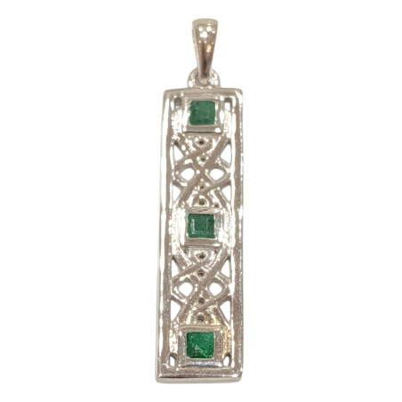 Pendentif Emeraude Esméralda Carrée Facettée Argent 925