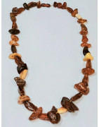 Collier Ambre Baltique Multicolore Brute avec Fermoir à Vis 66 cm