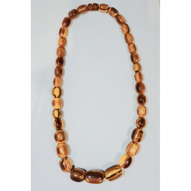 Collier Bakélite Imitation Ambre 60 cm