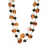 Collier Ambre et Hématite 6/10 mm Double Rangs Maillons Cuivre L100+ 5 cm