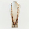 Collier Ambre et Hématite 6/10 mm Double Rangs Maillons Cuivre L100+ 5 cm
