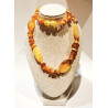 Collier Ambre Baltique Baroque et Pierres Polies L45cm Fermoir