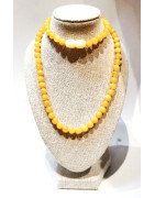 Collier Ambre Baltique Miel Pierres Rondes 6mm Fermoir à Vis 44 cm