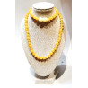 Collier Ambre Baltique Miel Pierres Rondes 6mm Fermoir à Vis 44 cm