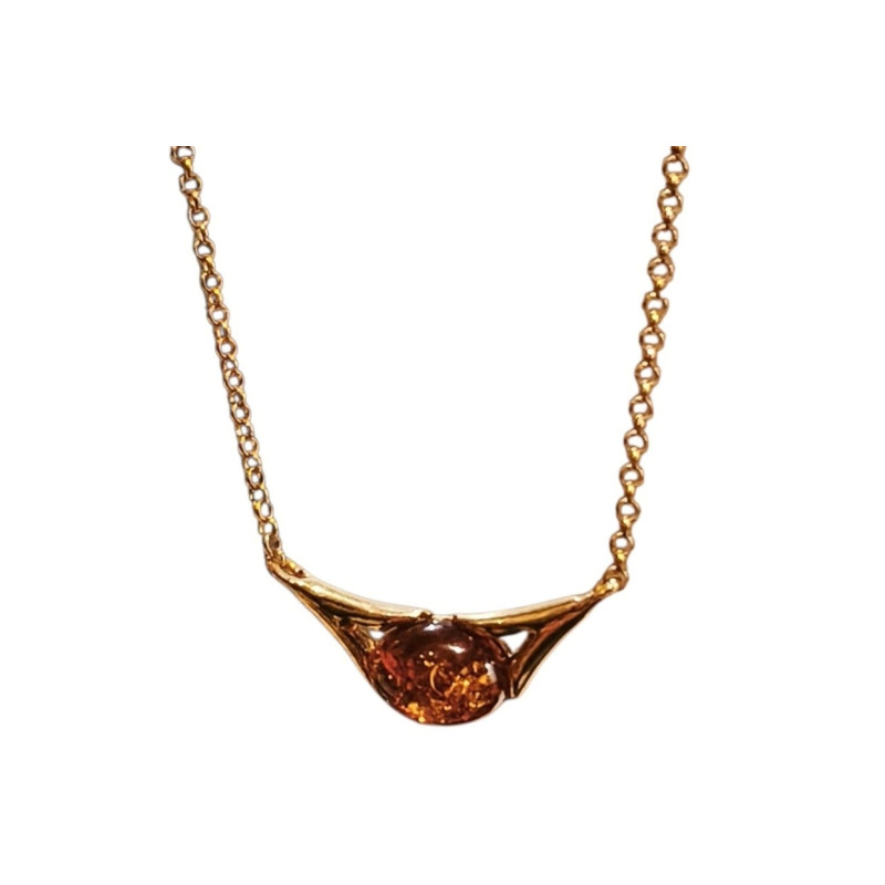 Collier Ambre sur Chaîne Plaquée Or L40 + 5 cm