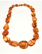 Collier Ambre Baltique Cognac avec Fermoir L49 cm