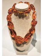 Collier Ambre Baltique Cognac avec Fermoir L49 cm
