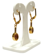 Boucles Grenat Rouge Ovale Facetté Argent 925 Plaqué Or "Vermeil"