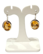 Boucles Citrine Ovale Facettée Argent 925