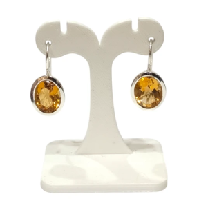 Boucles Citrine Ovale Facettée Argent 925