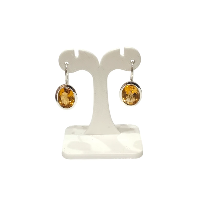 Boucles Citrine Ovale Facettée Argent 925