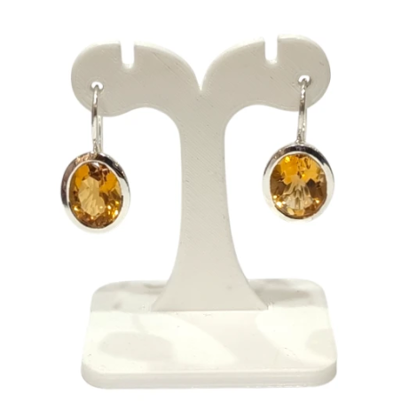 Boucles Citrine Ovale Facettée Argent 925