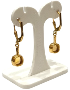 Boucles Citrine Carrée Facettée Argent 925 Plaqué Or "Vermeil"