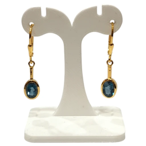Boucles Topaza Bleue de Londres Ovale Facettée Argent 925 Plaqué Or "Vermeil"