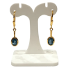 Boucles Topaza Bleue de Londres Ovale Facettée Argent 925 Plaqué Or "Vermeil"