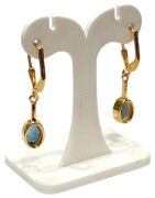Boucles Topaza Bleue de Londres Ovale Facettée Argent 925 Plaqué Or "Vermeil"