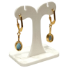 Boucles Topaza Bleue de Londres Ovale Facettée Argent 925 Plaqué Or "Vermeil"
