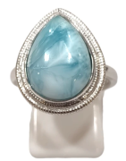 Bague Larimar Goutte Argent 925 Ciselé Taille 59