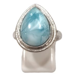 Bague Larimar Goutte Argent 925 Ciselé Taille 59