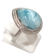 Bague Larimar Goutte Argent 925 Ciselé Taille 59