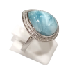 Bague Larimar Goutte Argent 925 Ciselé Taille 59