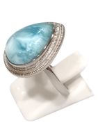 Bague Larimar Goutte Argent 925 Ciselé Taille 59