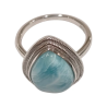 Bague Larimar Goutte Argent 925 Ciselé Taille 59