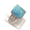 Bague Larimar Rectangulaire Argent 925 Ciselé Taille 59