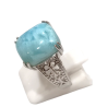 Bague Larimar Rectangulaire Argent 925 Ciselé Taille 59