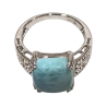 Bague Larimar Rectangulaire Argent 925 Ciselé Taille 59