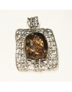 Pendentif Ambre Vert Argent 925 50x36 mm